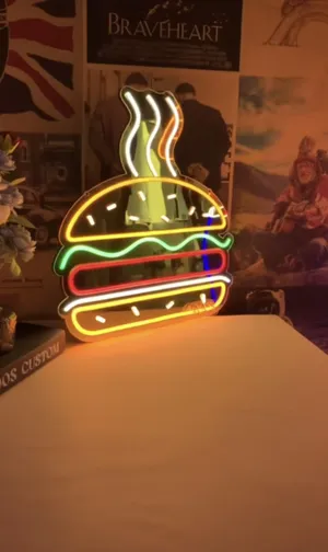 نیون دیواری طرح برگر مناسب فست فودی سایز 30در40