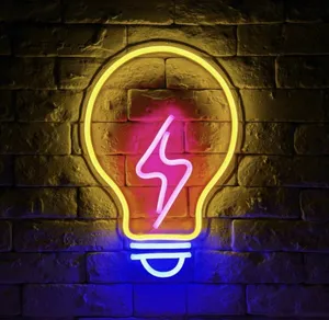 تابلو نیون دیواری طرح لامپ سایز 50در50