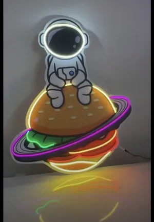 فوتو نیون فضانورد مناسب دکور فست فودی سایز 40در50