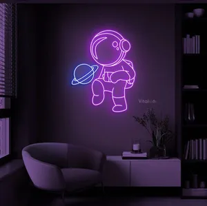 نیون دیواری طرح فضانورد مناسب دکور اتاق سایز 40در50